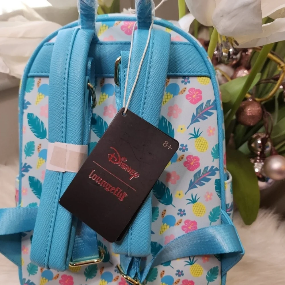 Set of 2Loungefly Disney Backpack: Pineapple Stitch Mini-Backpack&Wallet new